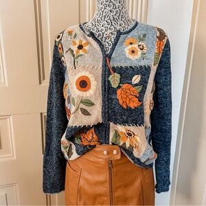 Vintage Tiara Autumn Zipper Cardigan SZ M